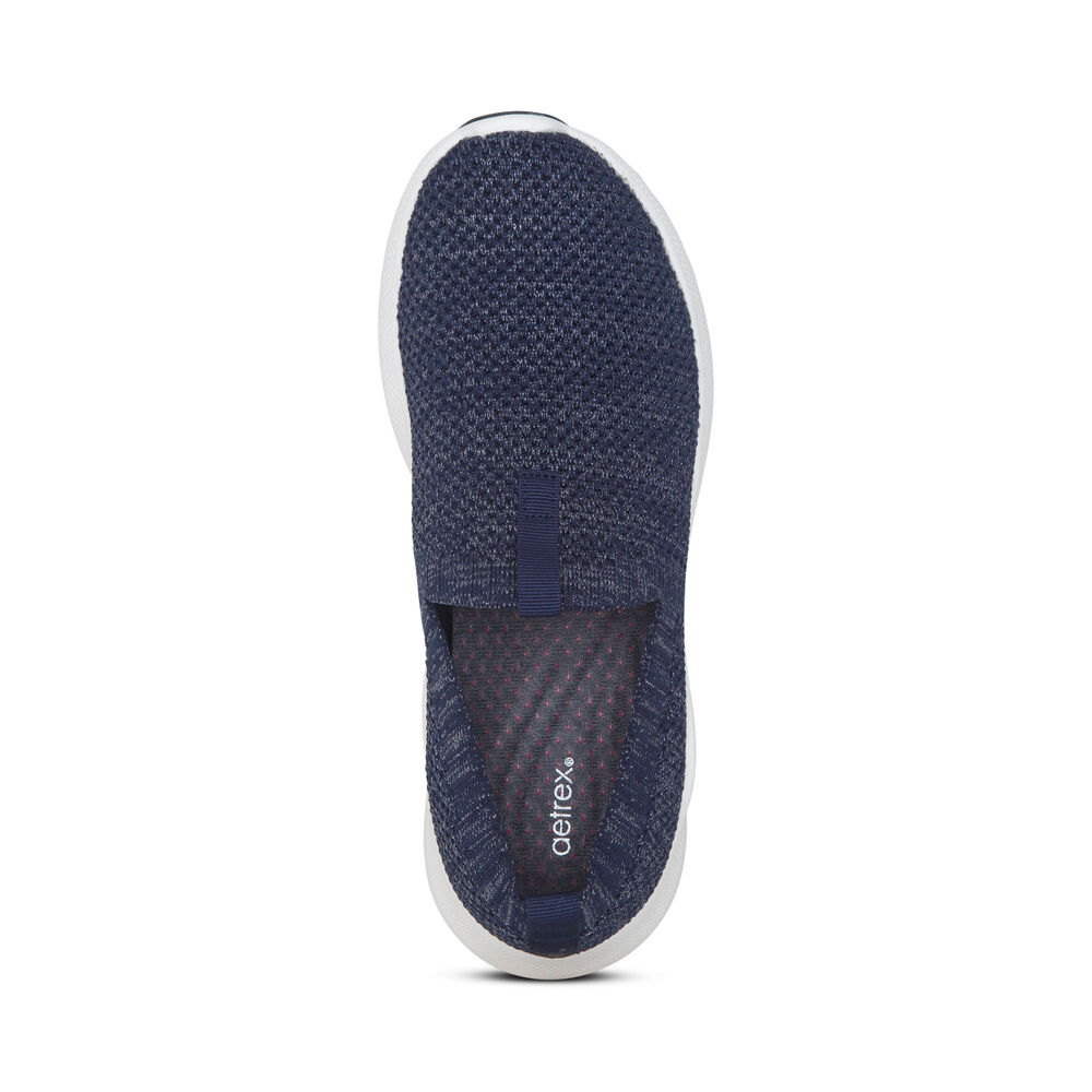 Aetrex Women's Angie Arch Support Sneakers - Navy | USA 9AWUNUF